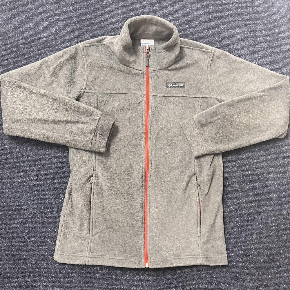 Columbia Mens Large Gray Fleece Full Zip Stand Collar Outdoor Hiking Jacket‎